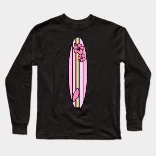 Gay Pride Flag Surfboard - Pink Long Sleeve T-Shirt